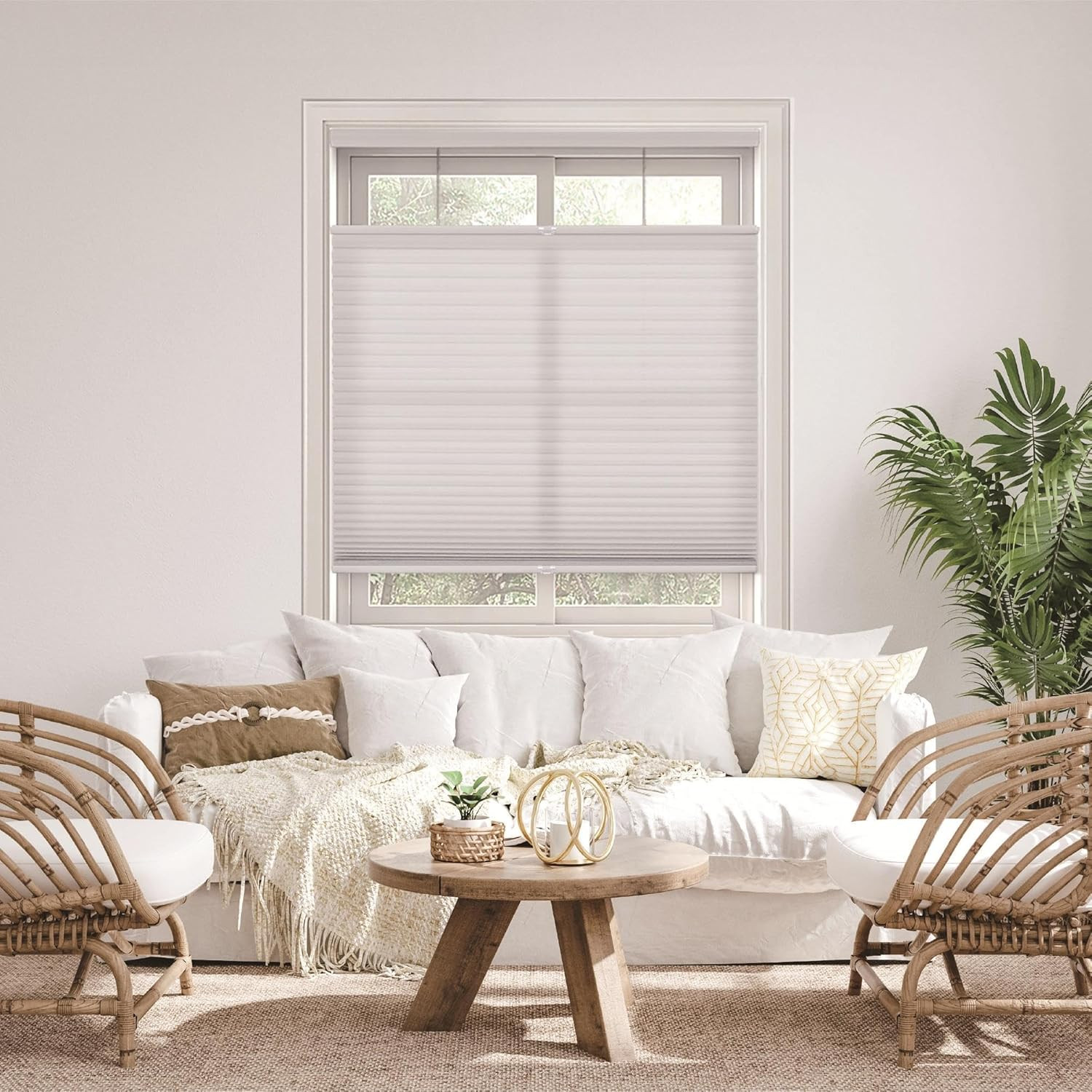 Cordless 1.5″ Light Filtering Top down Bottom up Cellular Shade, 46.5″ W X 54″ H
