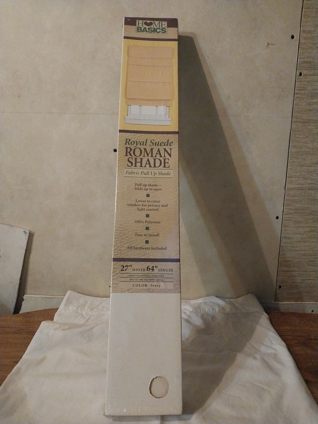 Home basics Roman Shade 27 In W X 64 In Long Light ivory new