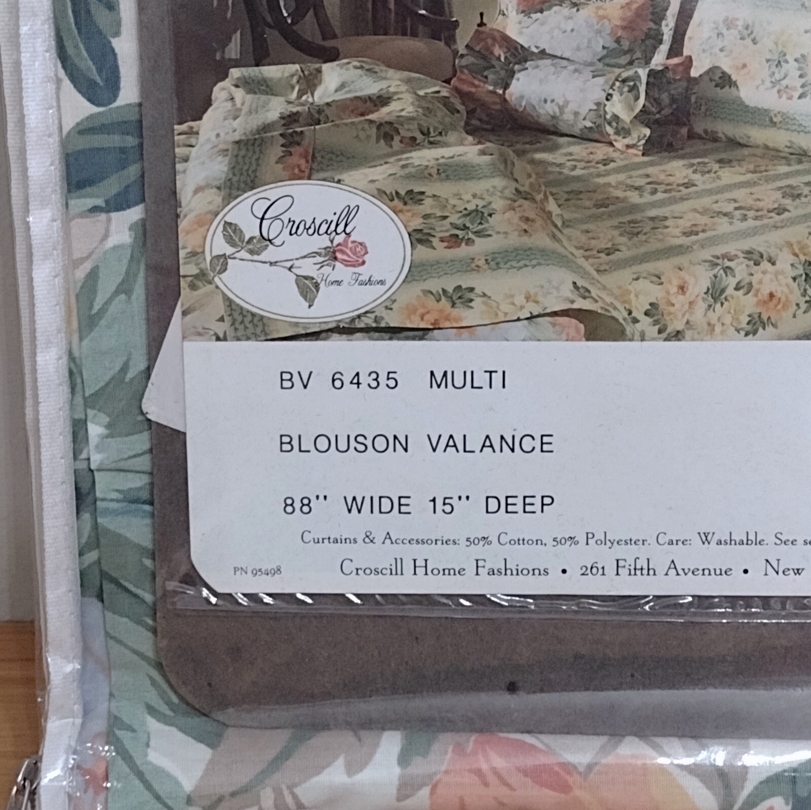NOS Vintage Croscill BV 6435 Floral Blouson Valance 15 X 88
