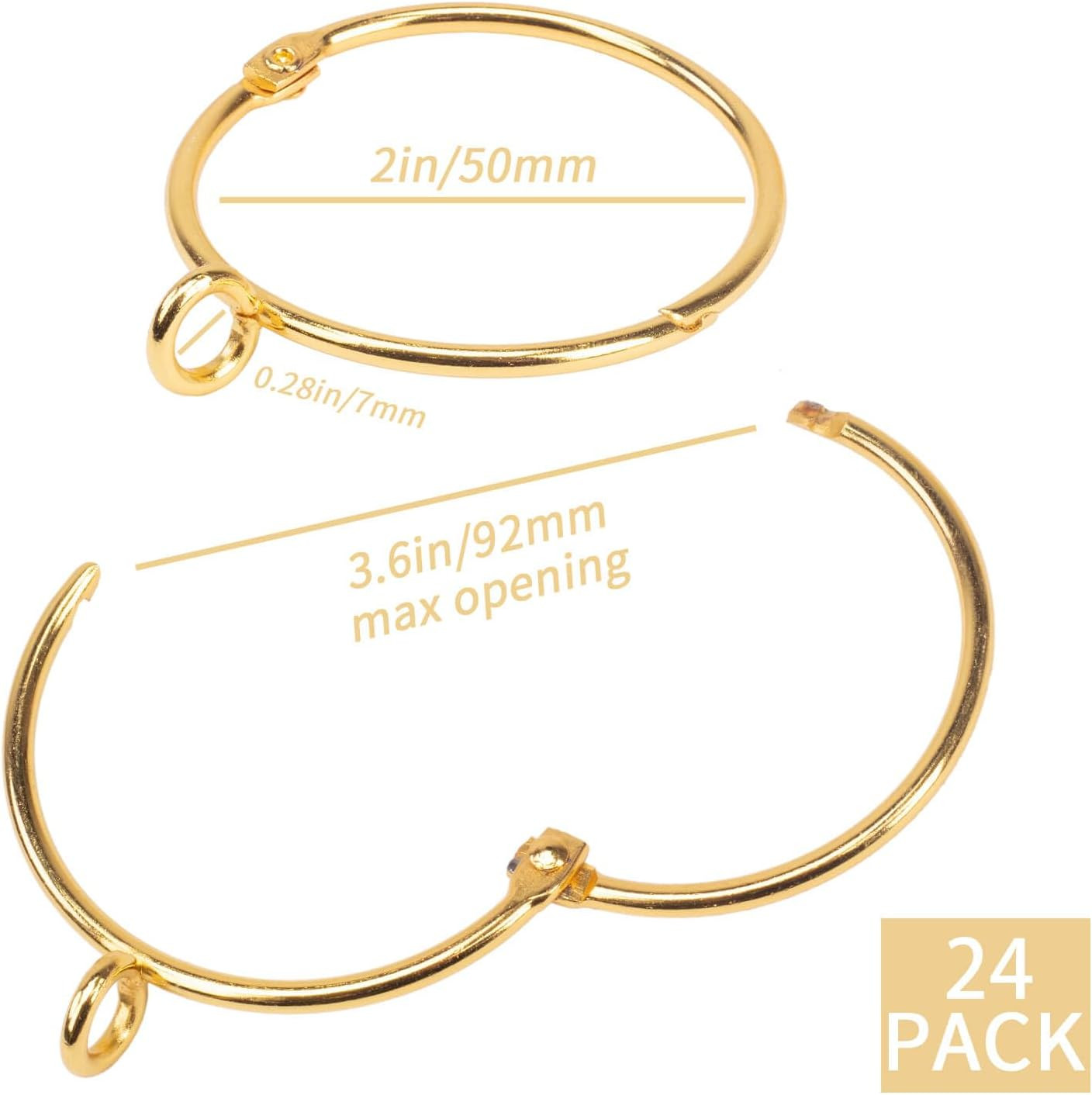 Openable Curtain Rings with Eyelets,2Inch Heavy Duty Rustproof Metal Drapery Rin