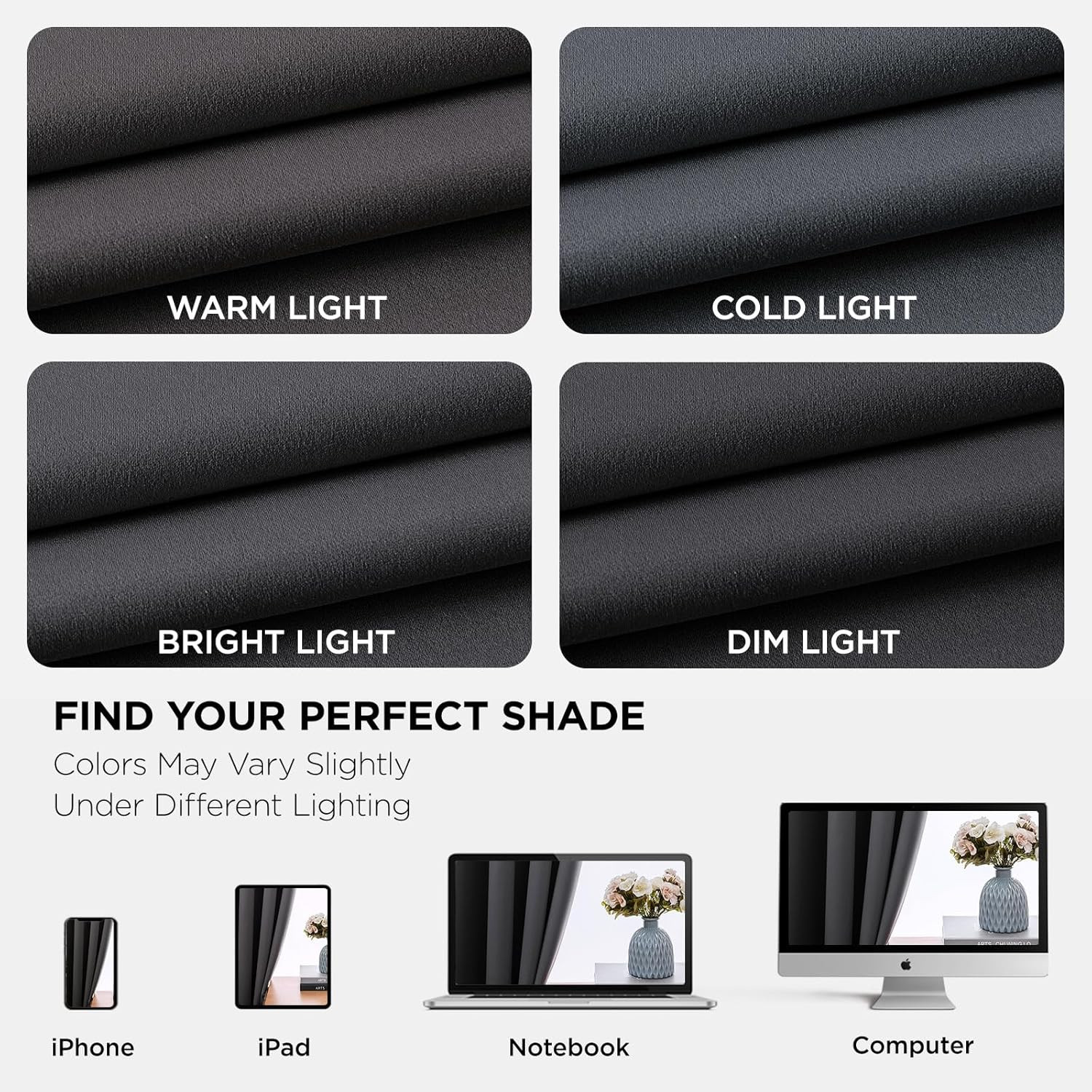 Joydeco Grey Curtains 84 Inch Long, Room Divider Blackout Curtains for Bedroom w