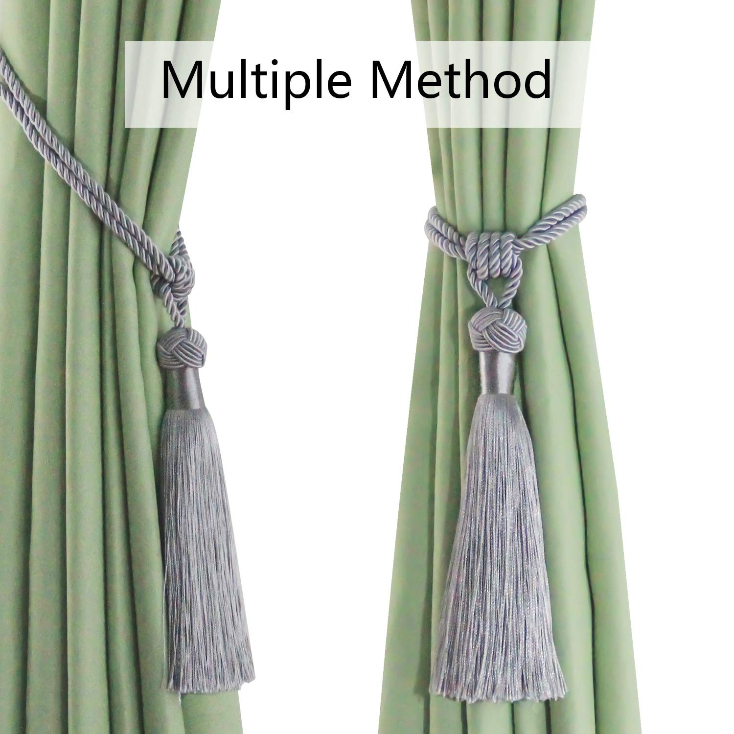 4 Pack Silver Curtain Tiebacks Hand Woven Holdbacks Home Decorative Tassels