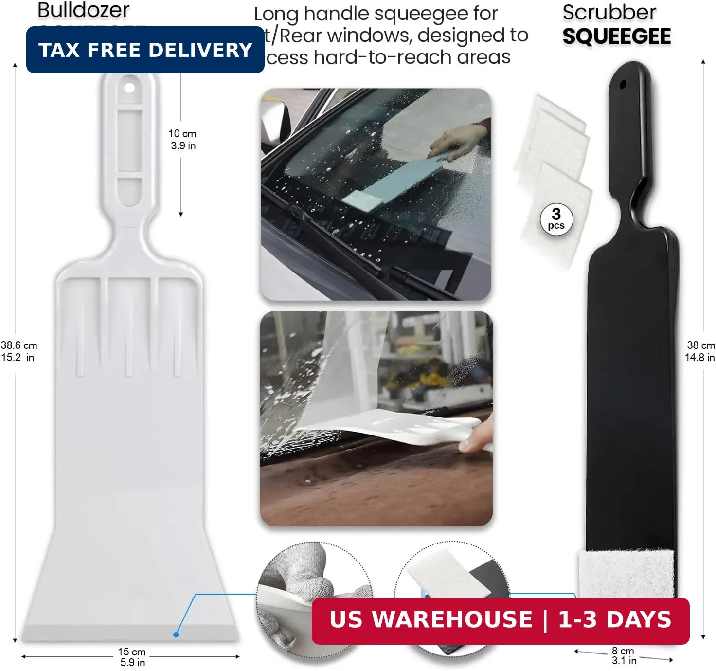 Window Tint Tools kit Vinyl Wrap Tool for Car Tinting Windshield Back Window Squ