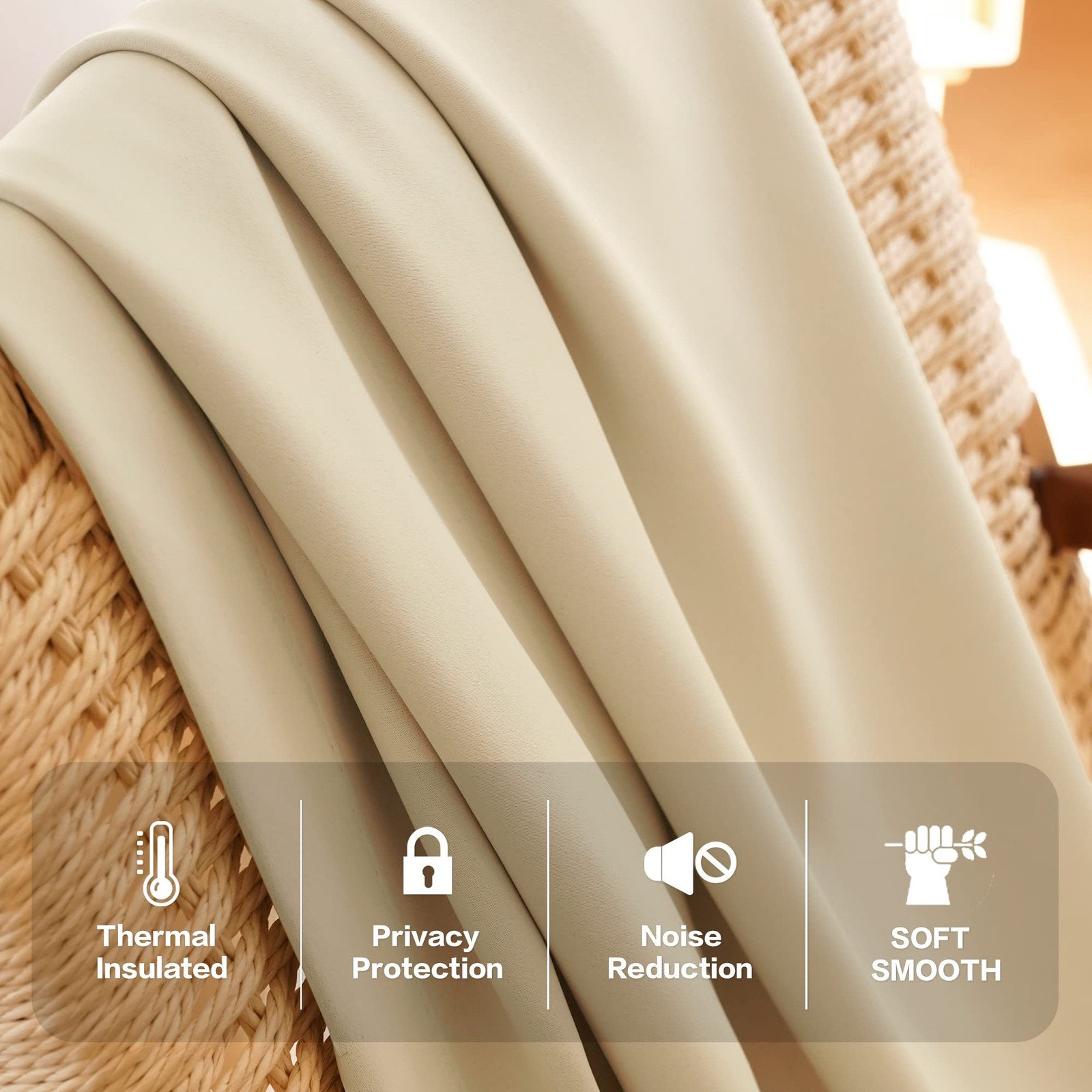 HUTO Pinch Pleat Beige Curtains Solid Thermal Insulated 96 Inches Long for Li…