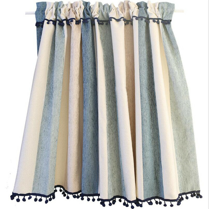 Stripes Short Curtain for Kitchen Cabinet Door Window Drape Valance Treatment