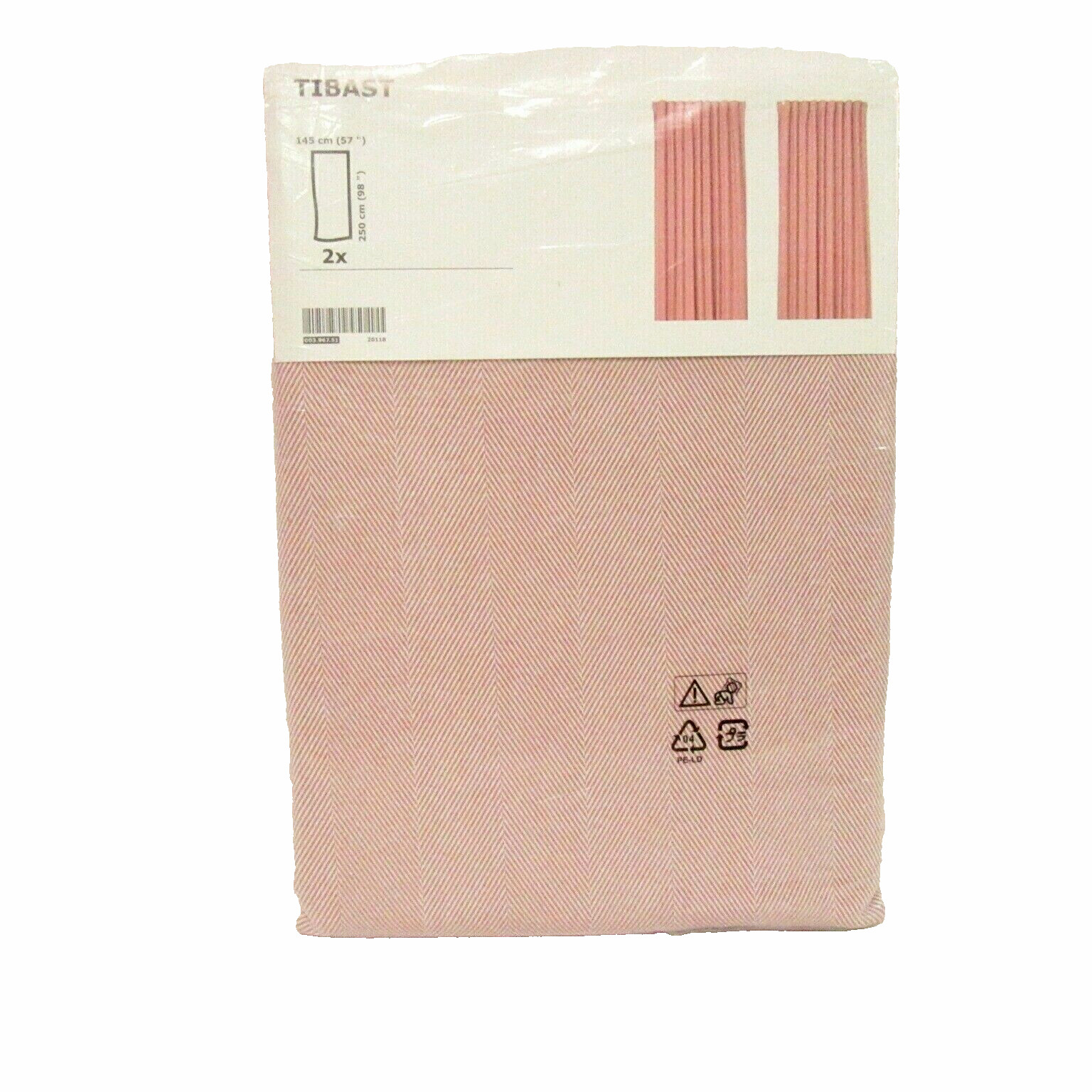 IKEA TIBAST Pink Chevron 2pc 57 x 98 each Drapery Panel Set
