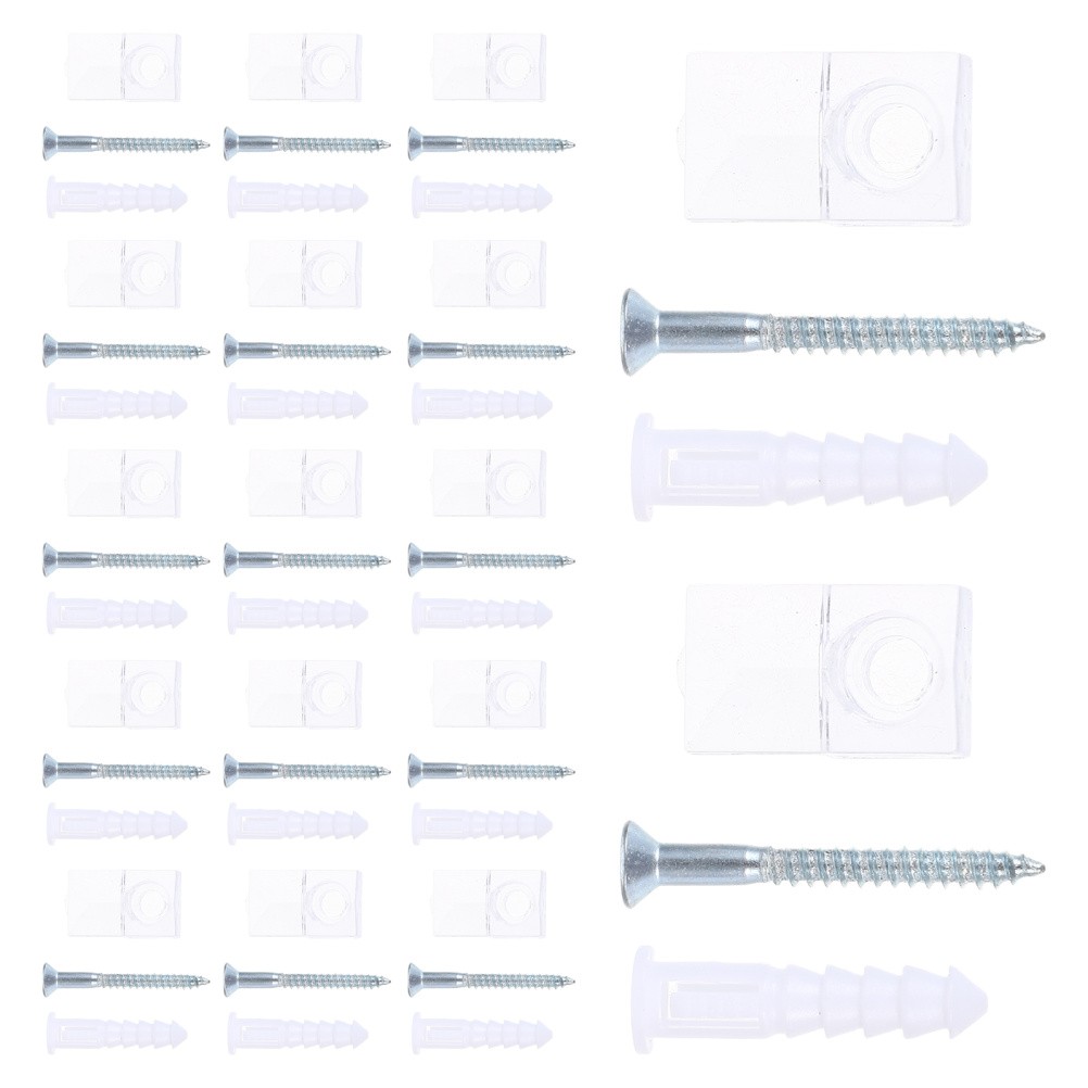 30 Sets Glass Plastic Retaining Clip Cabinet Fasteners Mirror Holders