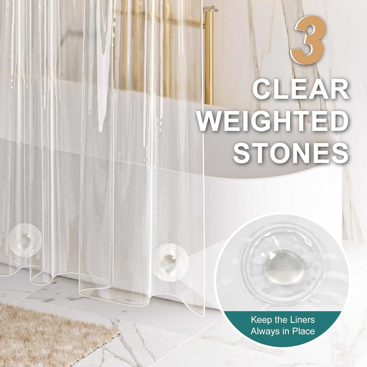 AmazerBath Heavy Duty Shower Curtain 72"W x 78"L (Pack of 1), Clear