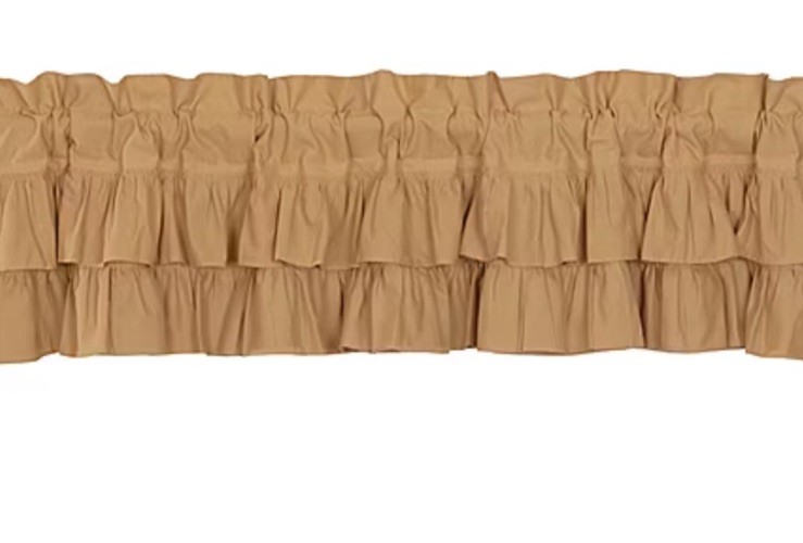 VHC Brands Simple Life Ruffled Rod Pocket Tailored Valance Khaki 16×60 In