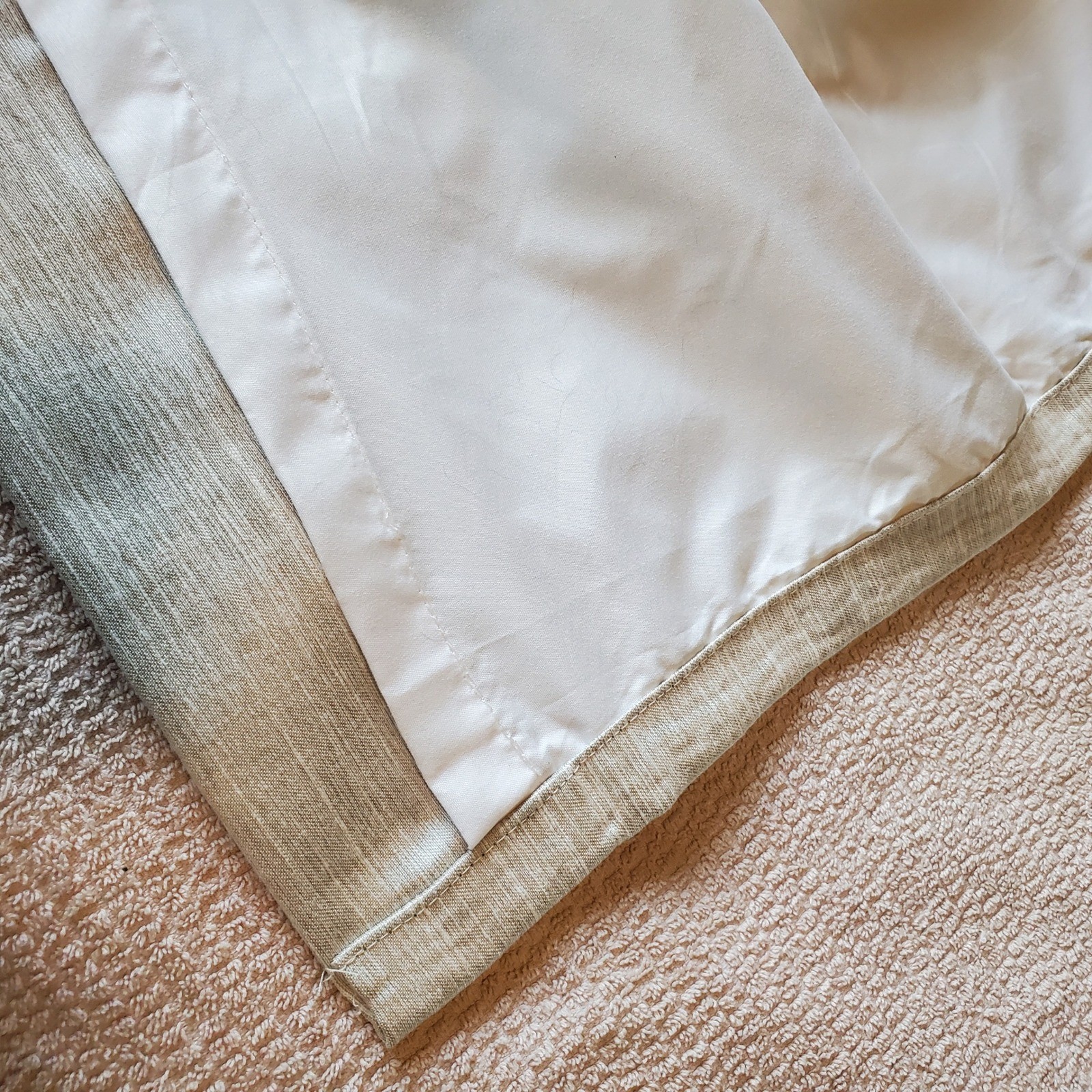 Threshold Beige Slub Texture Back Tab Lined Curtain Panels 84×50 Set of 2