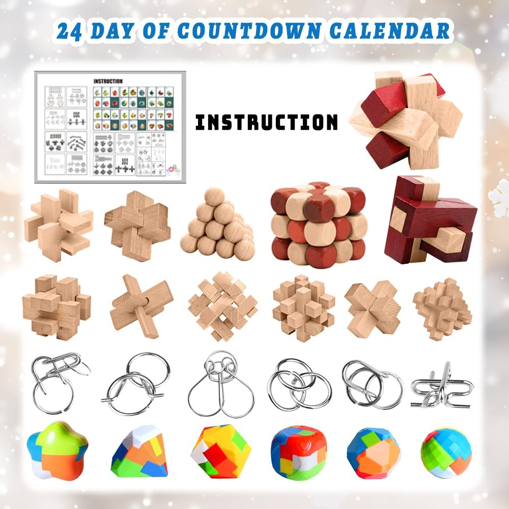 Advent Calendar 2025, Brain Teaser Puzzles Present Box for Kids and Adults, 2…