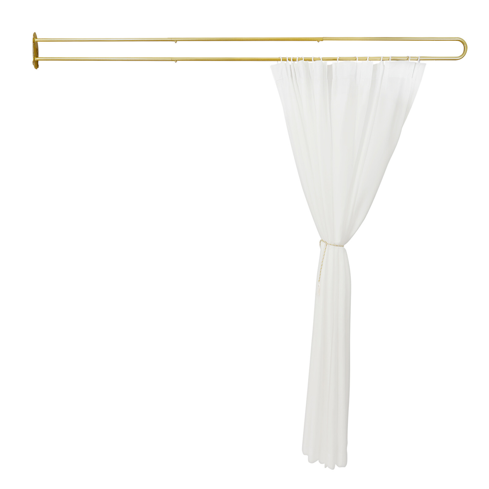 White Partition Curtain With U-Shape Tube Privacy Partition Curtain Room Divider