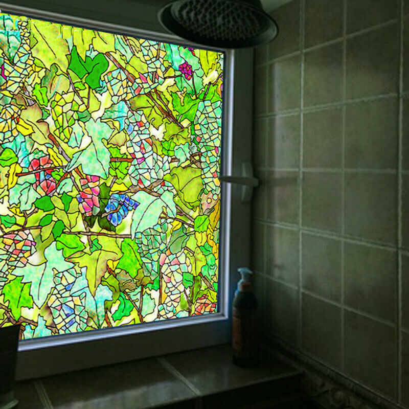 1 Roll Static Cling Window Films Frosted Grapes Stained Glass Stickers Privacy