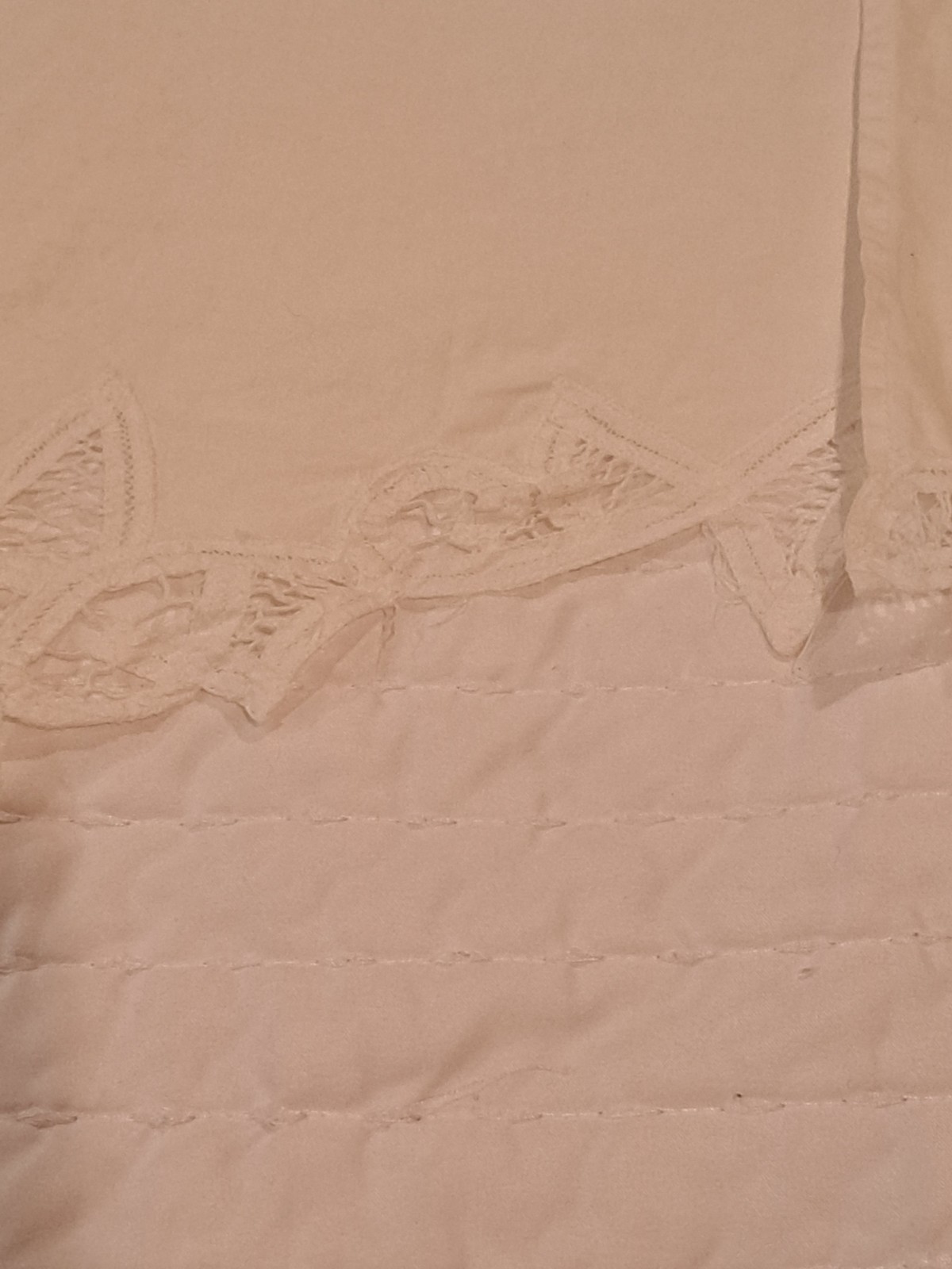Set White Battenburg Lace Trim Window Curtain Valance Cotton Shabby Cottagecore+