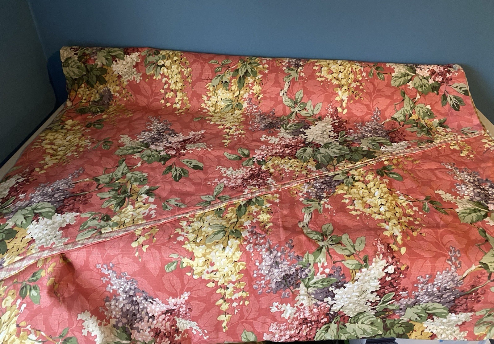 Vintage Croscill Burgandy Cranberry Floral Taper Fabric Window Bedding?