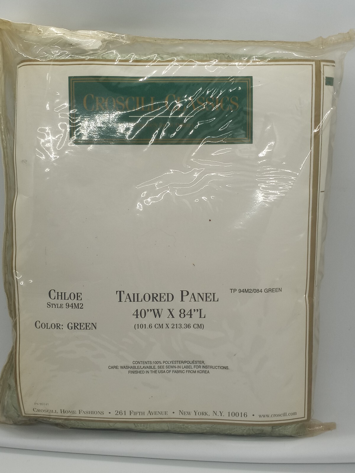 Croscill Classics Chloe Tailored Panel Green Style 94m 84lx40w Vintage JcPenny