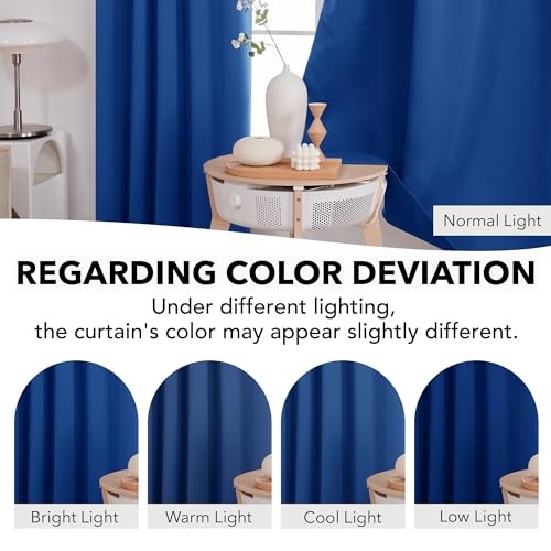 Rod Pocket and Back Tab Blackout Curtains 42″W x 63″L (Pack of 2) Royal Blue