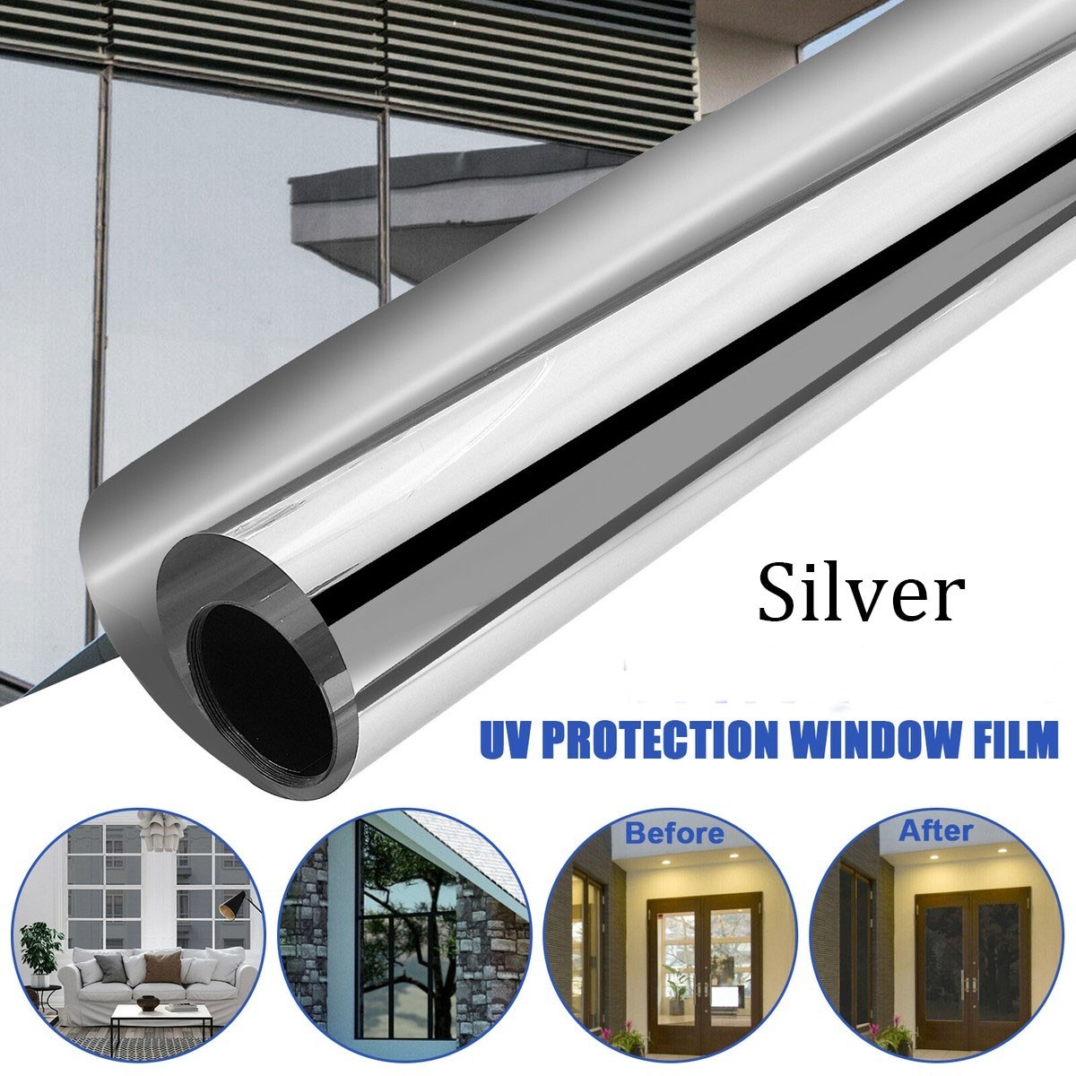 One Way Mirror Tint Window Film Privacy Protect UV Reflective Sun Block For Car