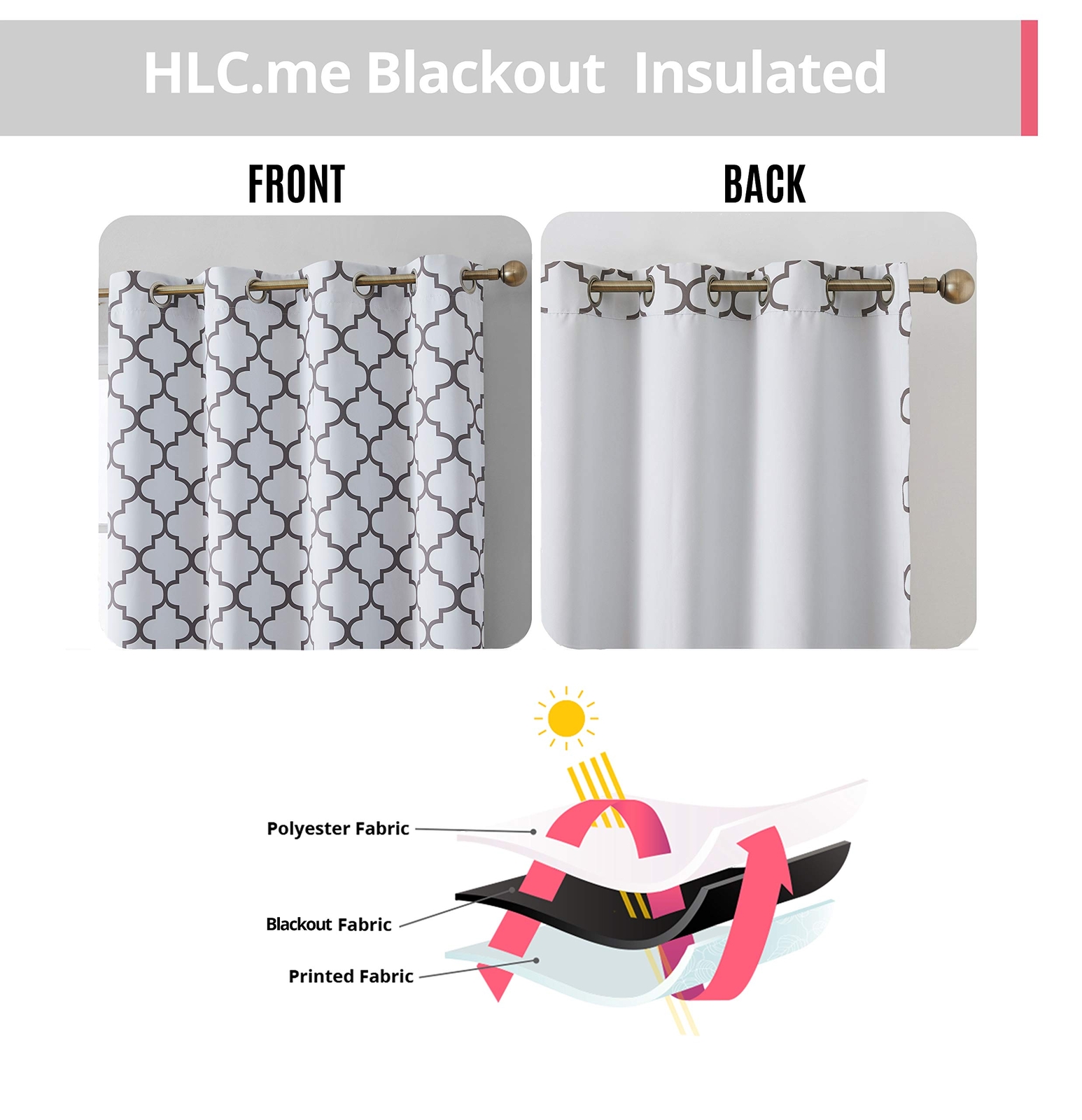 HLC.ME Lattice Print Moroccan Thermal Blackout Curtains 84 Inch – Privacy Sha…