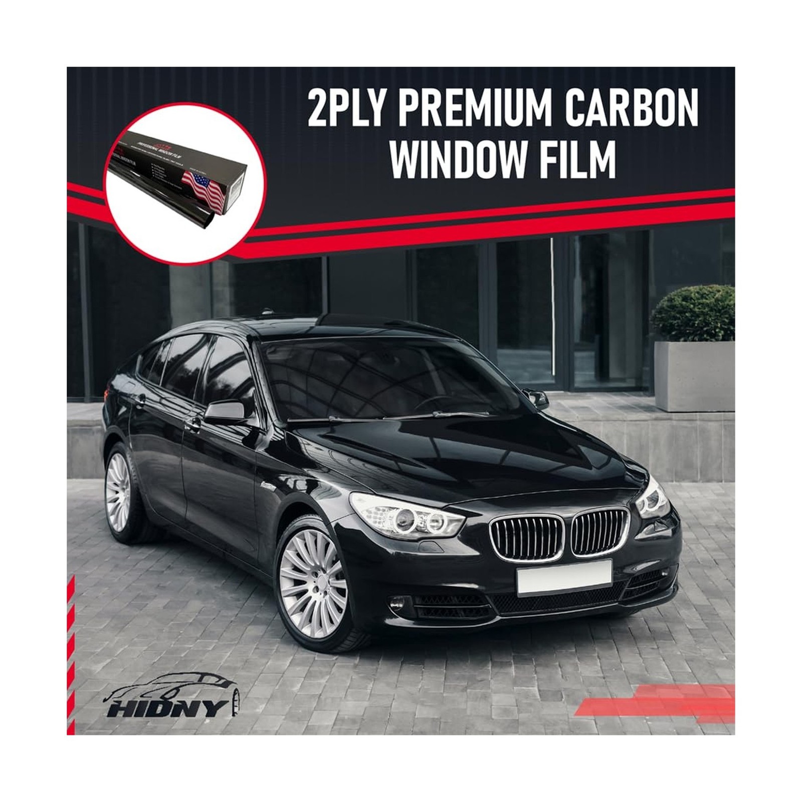 United Window Tint 24″In 100’Ft Nano Carbon 2Ply Charcoal 20% VLT – Clear Pol…