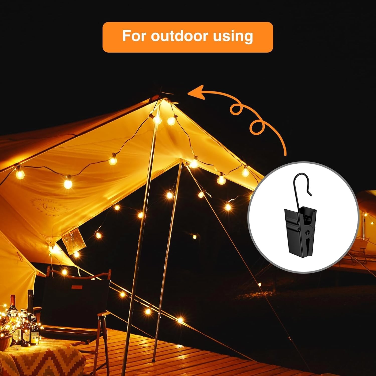 50 Pack Curtain Hooks Metal Clips, Light Clips for outside String Lights Curtain