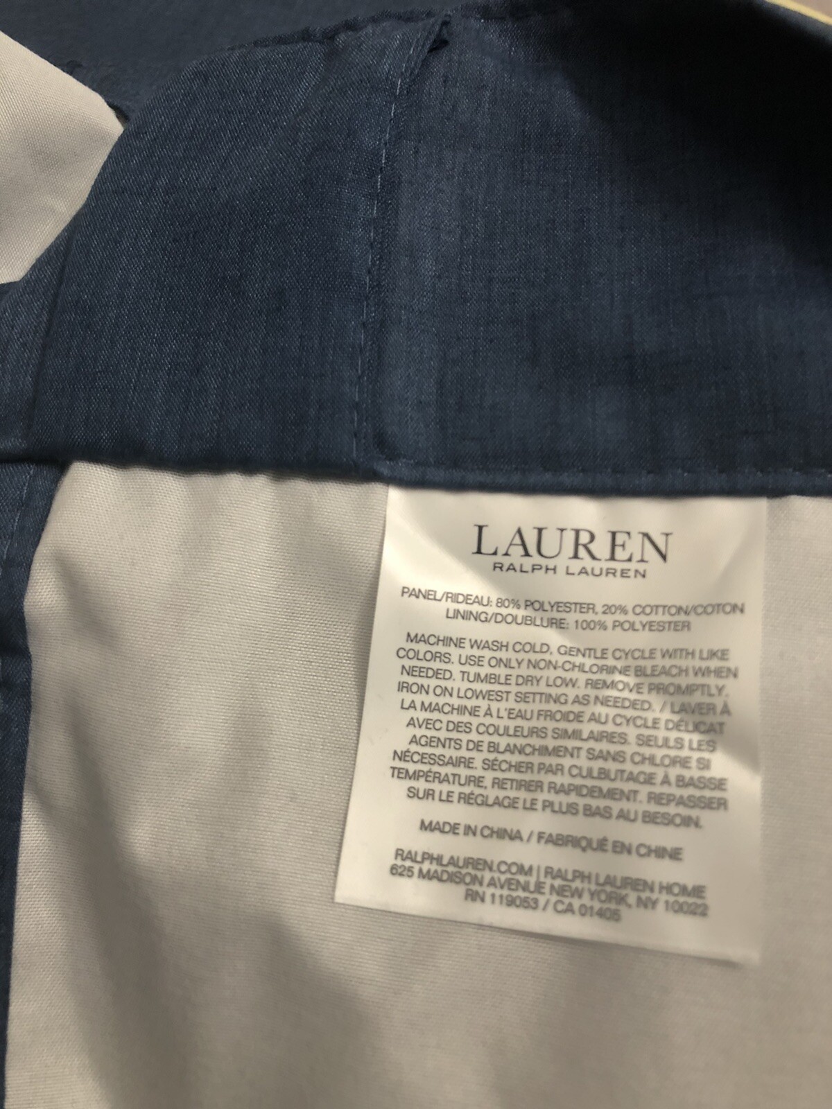 Ralph Lauren Two Back Tab Panels 50” X 84” 100% Blackout Fully Lined INDIGO BLUE