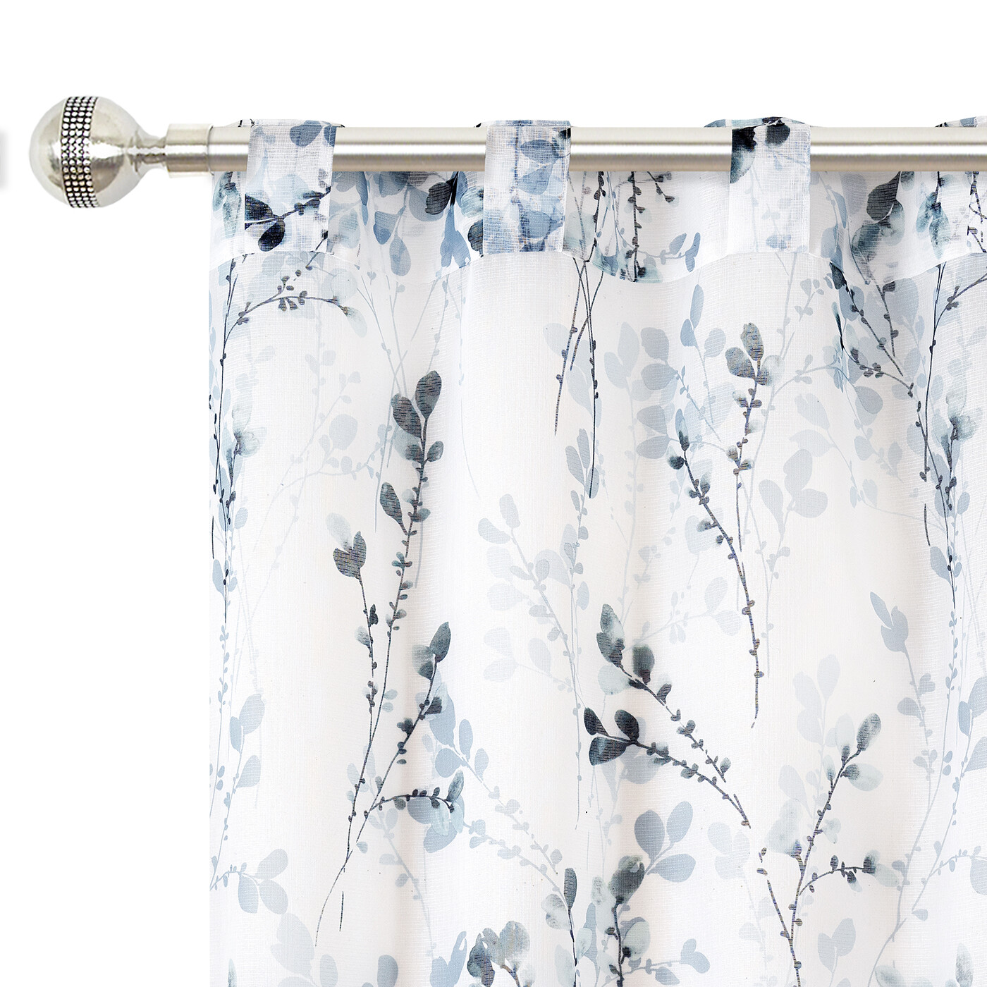 Achim Home Furnishing Misty Teal Floral Petal Vines Window Curtain Panels : 52″