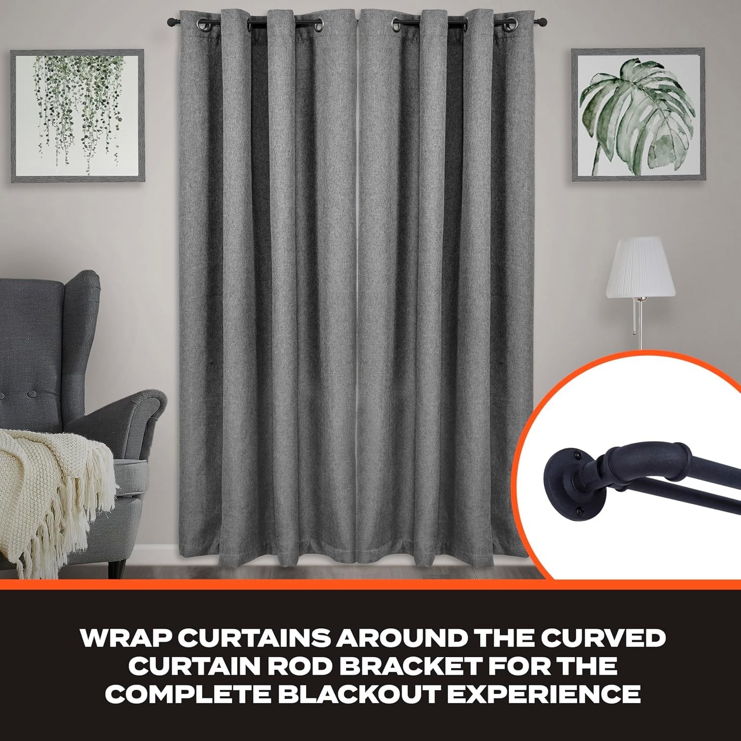 Adjustable 36-66″ Double Curtain Rod, Matte Black