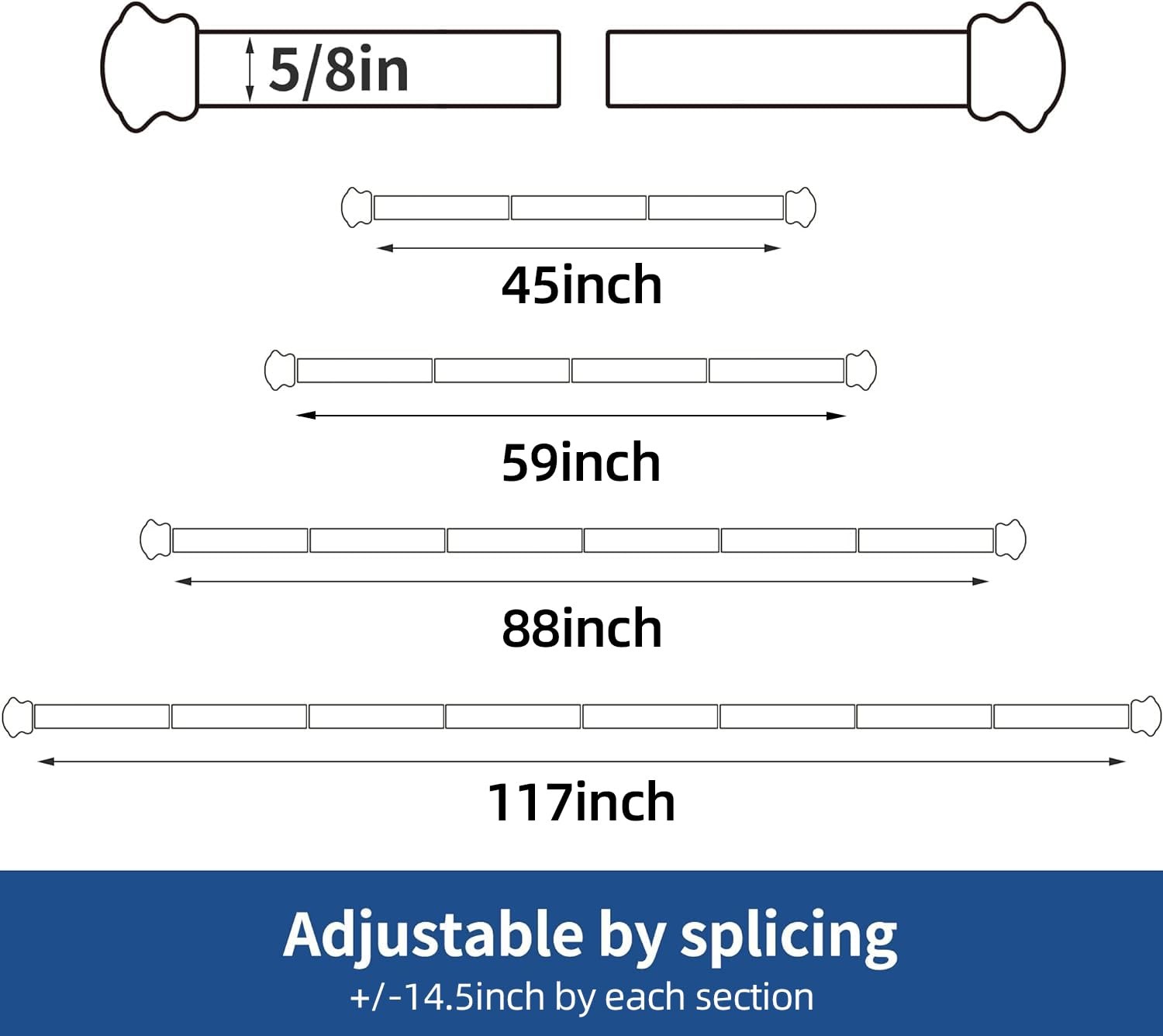 Curtain Rod 30-45 Inch Adjustable Window Rod with Brackets