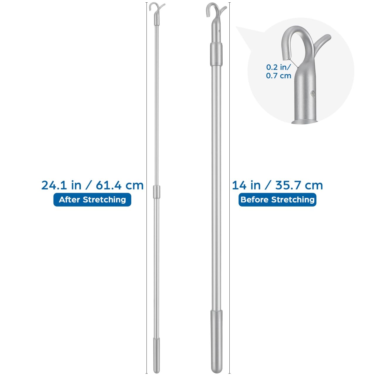 Blind Wand Replacement 23.62In Telescopic Vertical Blinds Rod with Hook Windo…