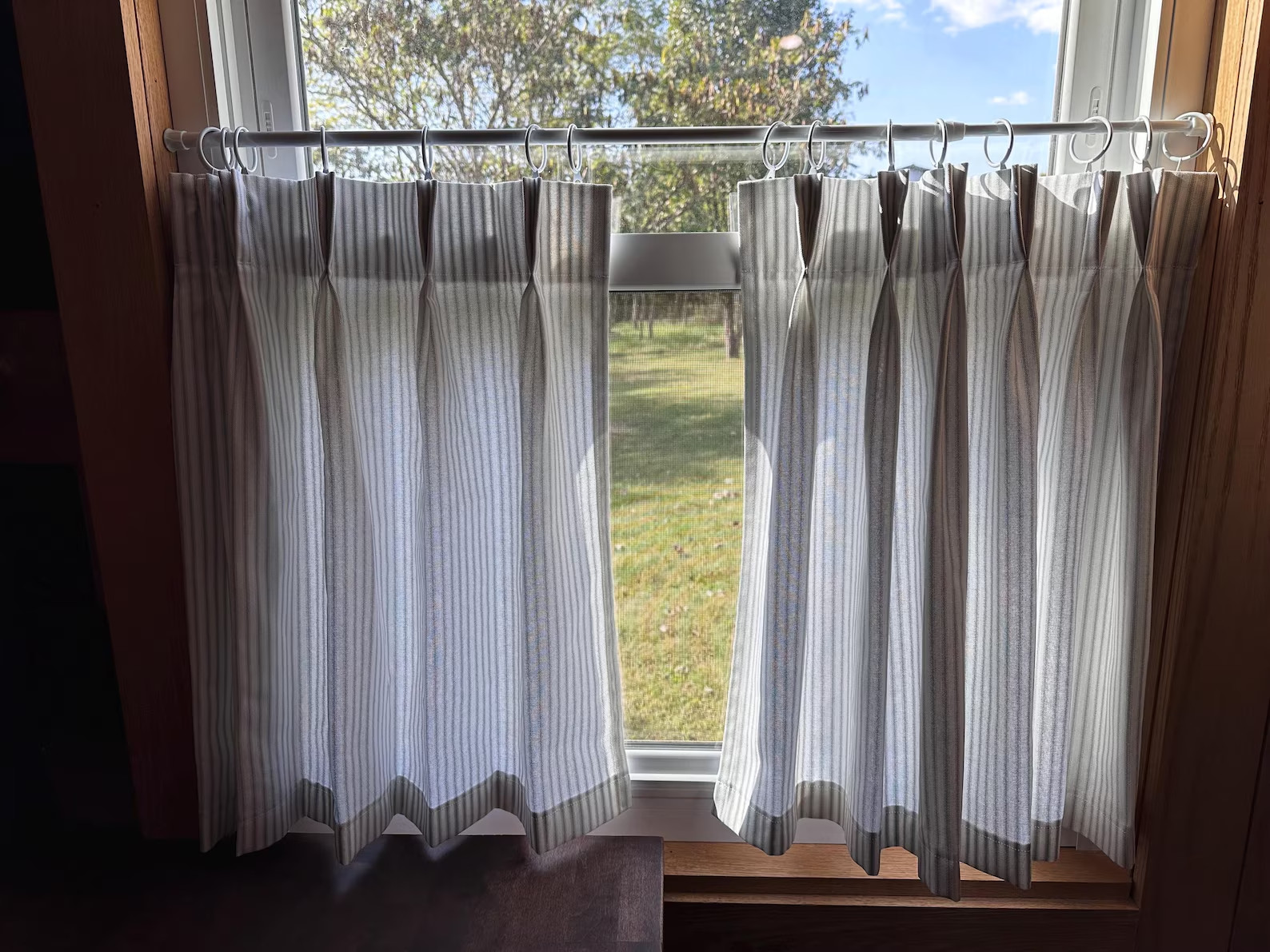 1 Pinch Pleat Ticking Curtain Panel Unlined Classic Modern Farmhouse Stripe