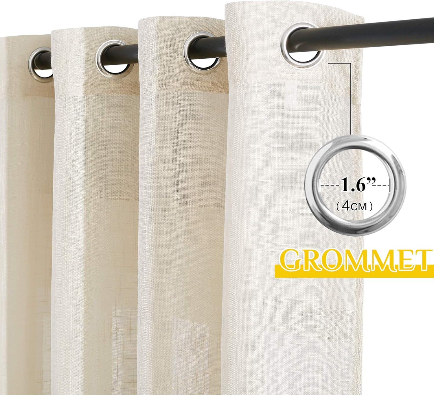 Linen Textured Sheer Curtains – Extra Wide 100″W x 84″L (Pack of 1) Beige