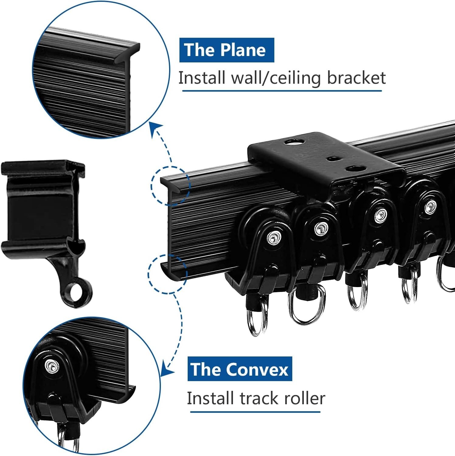 Customizable 12 Ft Black Curtain Track System for Easy Install & Elegant Privacy