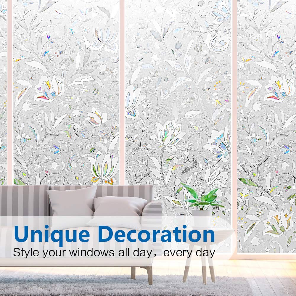 Window Privacy Film, Frosted Removable Glass Covering 17.5″ x 78.7″, White
