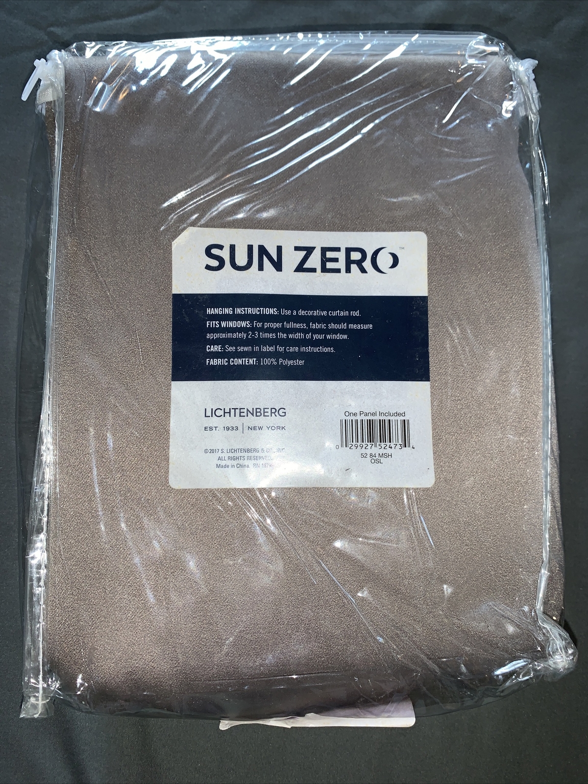 Sun Zero Theater Grade Extreme Blackout 52 x 84 Grommet Curtain Panel Taupe -New