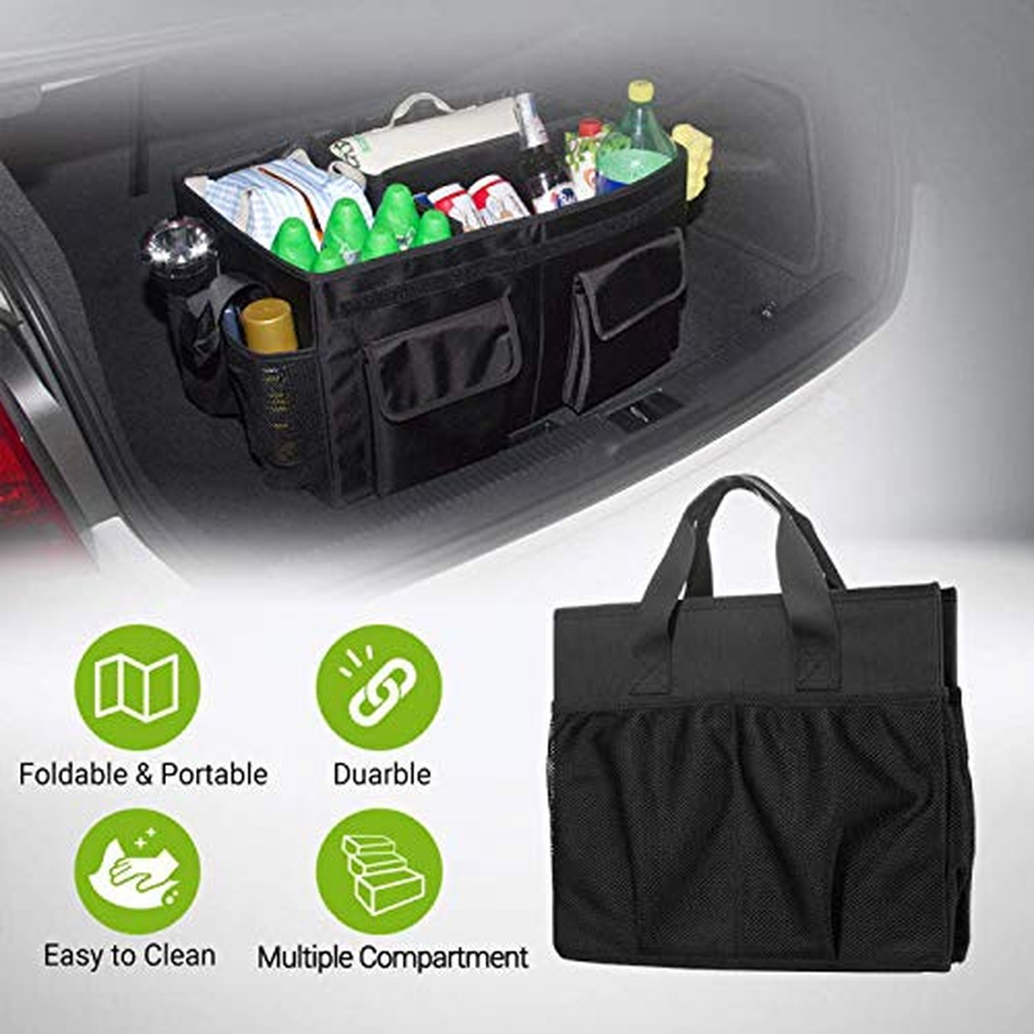 MIU COLOR Car Trunk Organizer with Lid, Collapsible Car Storage Organizer wit…