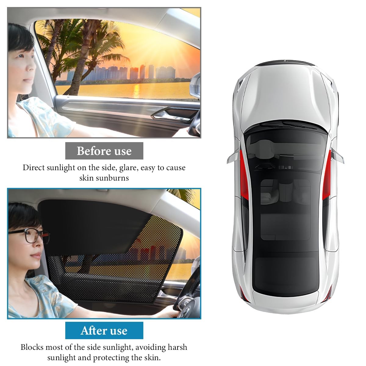 Car Magnetic Window Shades Auto Front Seat Side Window Covers 2PCS Auto Window