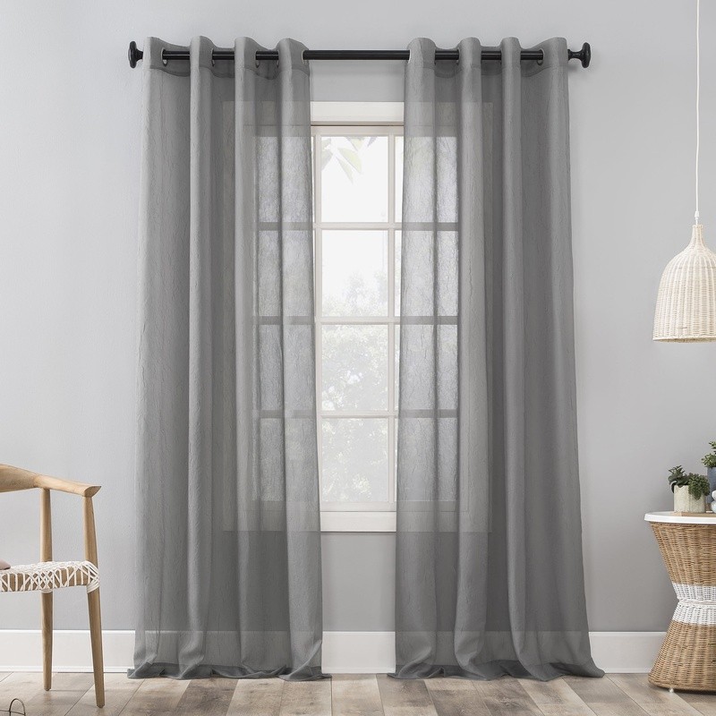Crushed Sheer Voile Grommet Curtain Panel Light Filtering Privacy Layering New