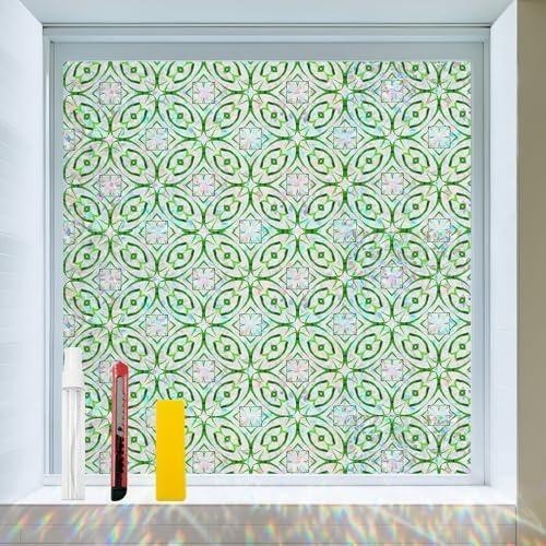 Countewol Static Cling Window Film 35.4 x 78.7 in, Geo Rainbow