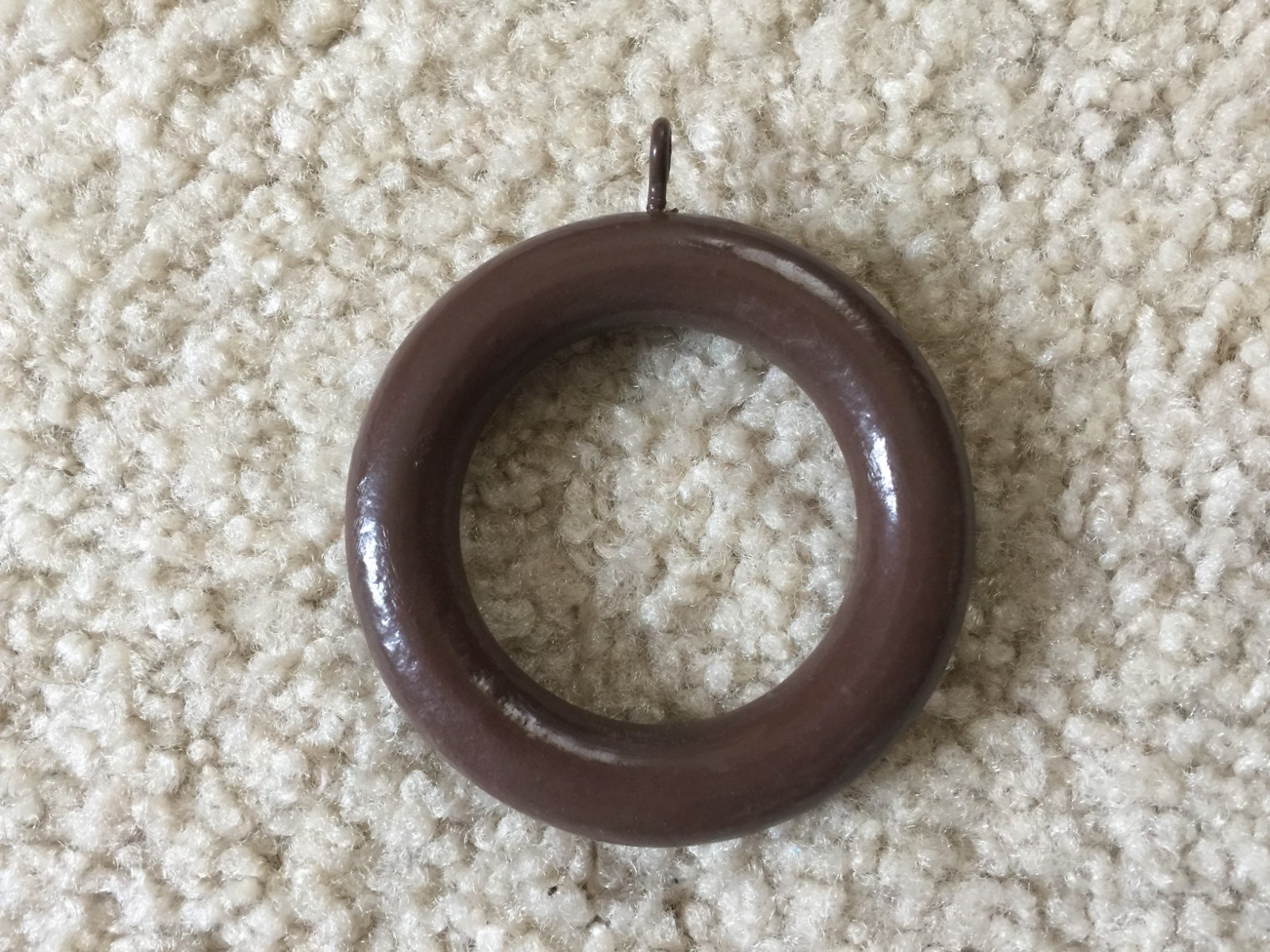 Lot Of 14 Wood Look Curtain Rings + Eyes Drapery Hardware 2-3/4″ OD 1-3/4″ ID