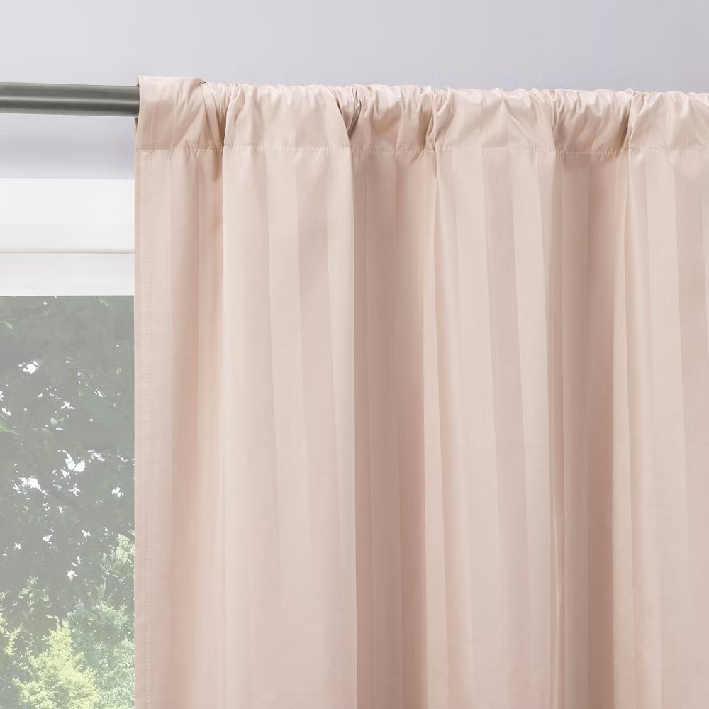 2pc 37″x84″ Sun Zero Dimani Satin Striped 100% Blackout Rod Pocket Curtain