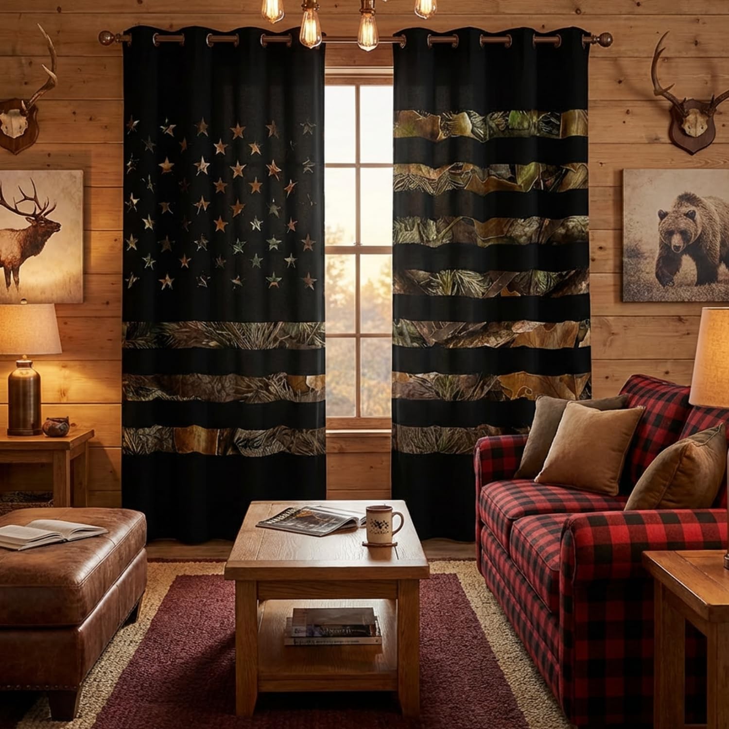 Erosebridal American Flag Camo Window Curtains 42Wx84Lhunting Military Curtains