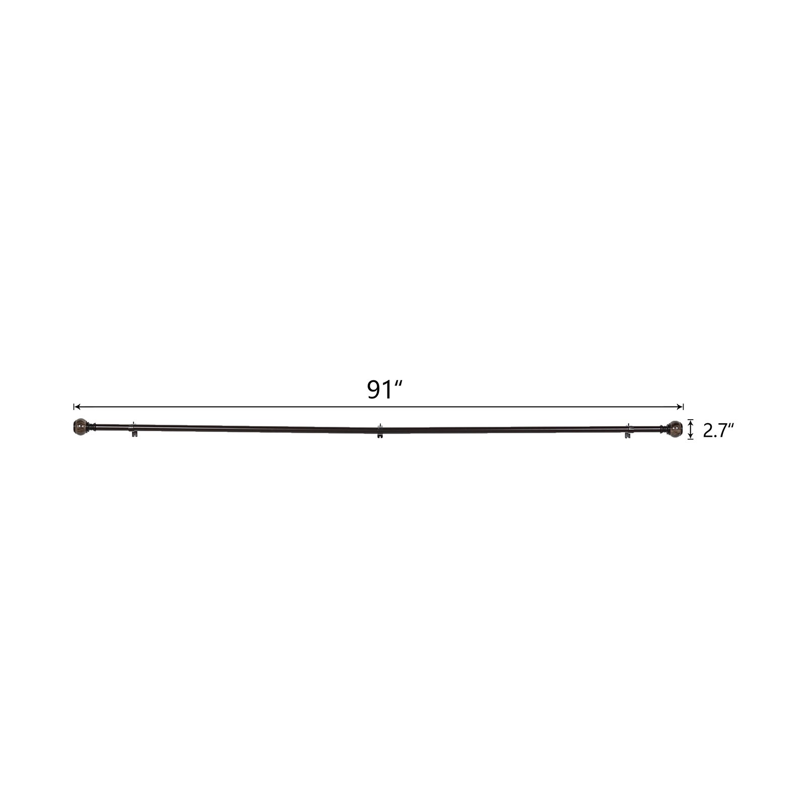 42-126″ long Brown Adjustable Metal Curtain Rod Set Marble Finials Decorations