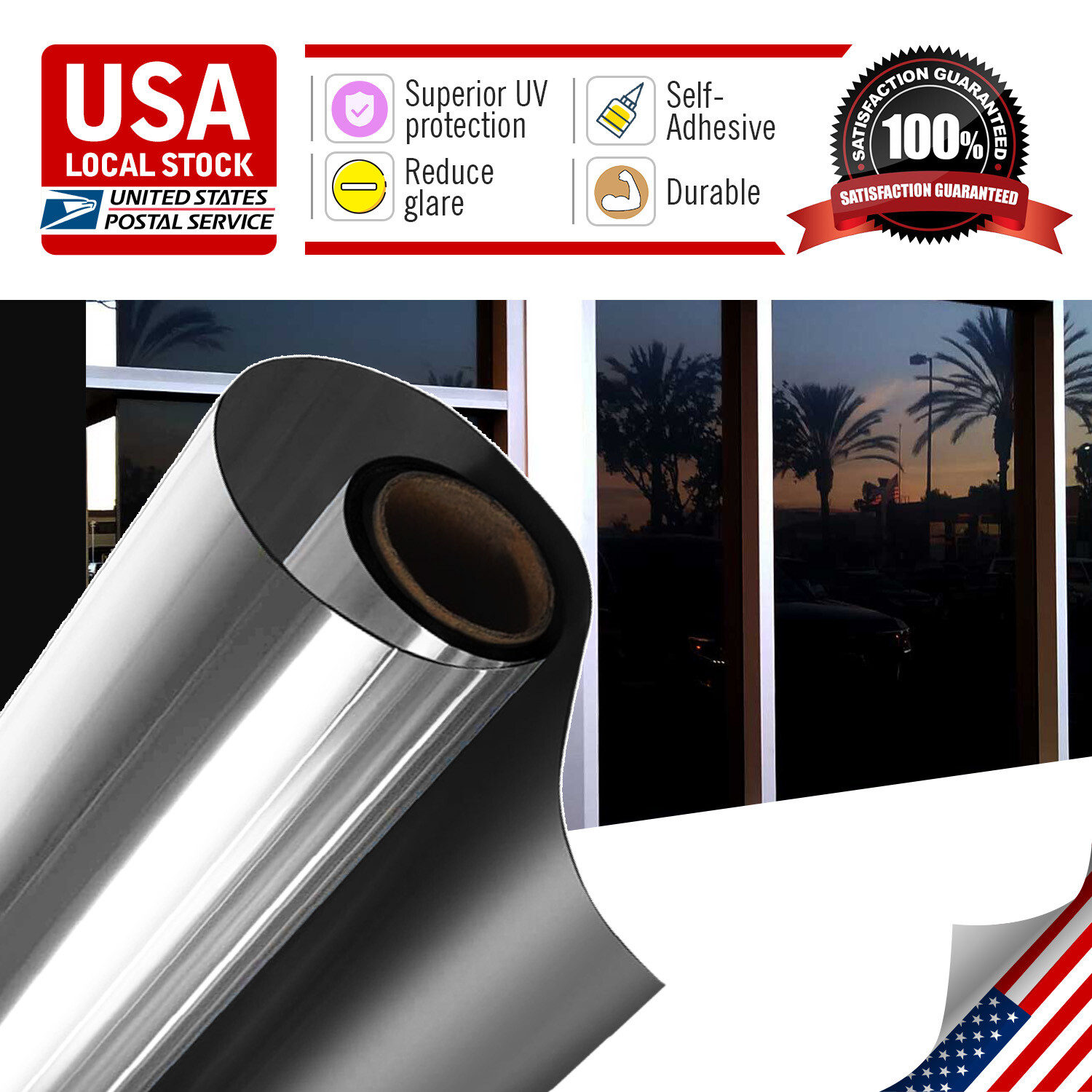 VLT 5% 40″ x 40″ 3.3FT Office Home Car Glass Uncut Roll Tint Window Film Black
