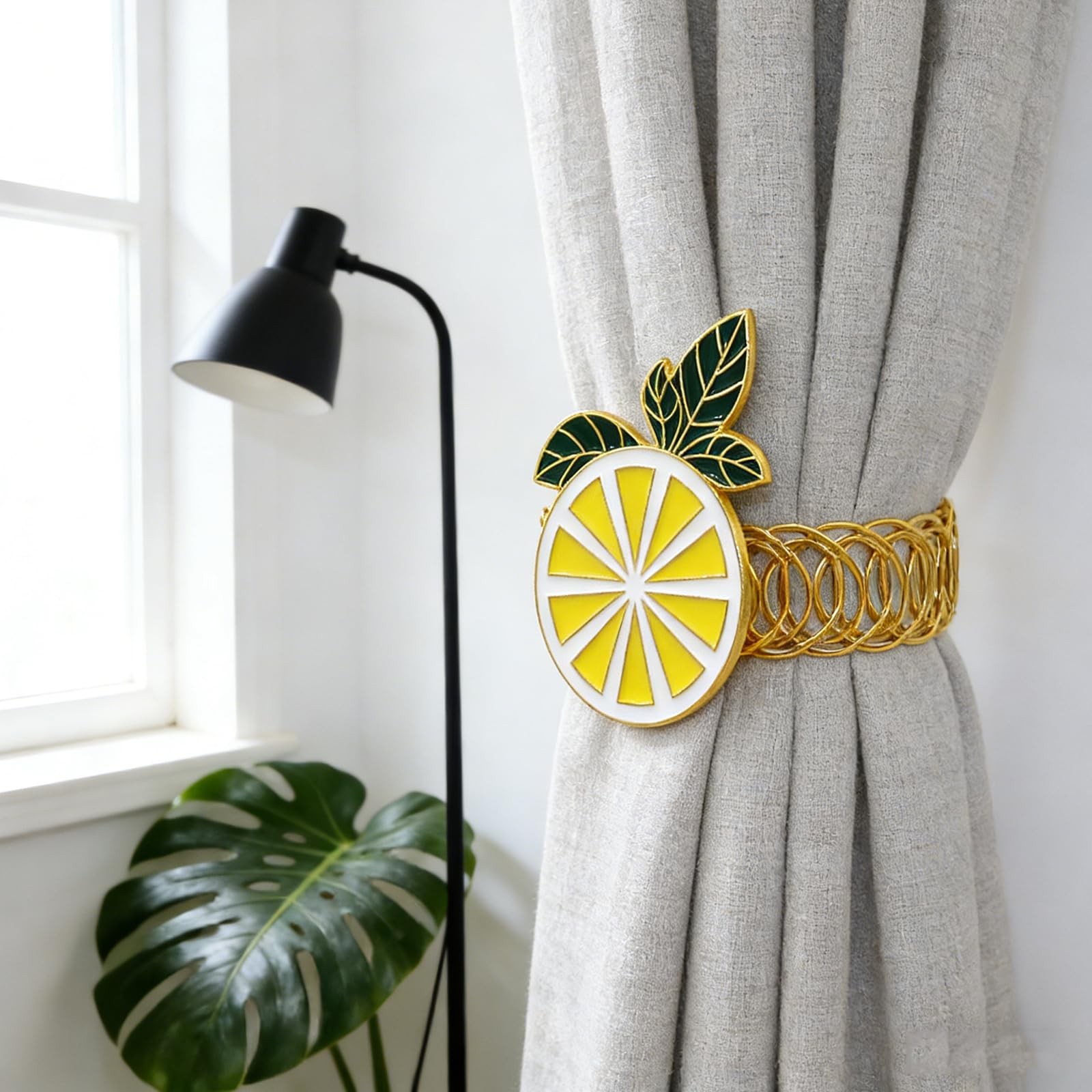 Lemon Curtain Tiebacks 2 Pack Yellow Fruit Spring Curtain Holdbacks No Drill …