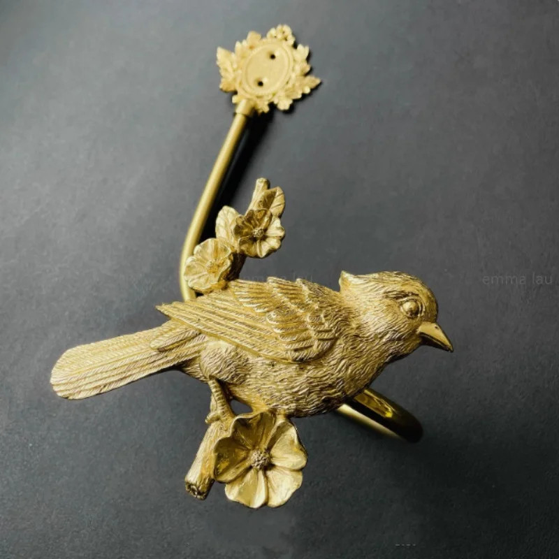 American Vintage Curtain Hook Golden Bird Swallow Curtain Buckles Brass Wall Mou