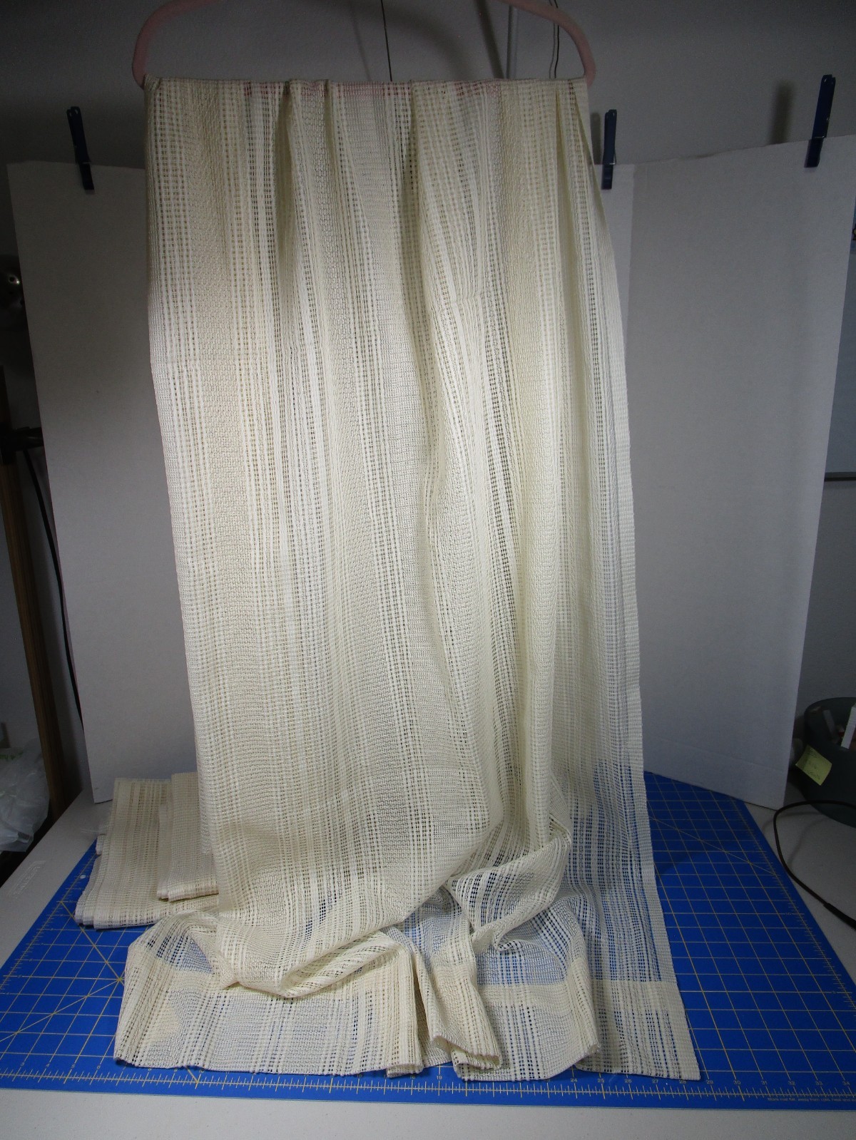 3 PANELS Semi-sheer Lace 90”Lx39”W Light Vanilla or Beige fabric WINDOW Curtains