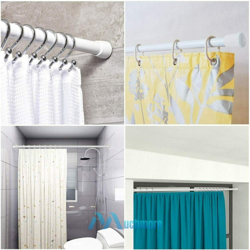 2 Pack Spring Tension Curtain Rods 23-43 Inches, White Spring Loaded Curtain Rod