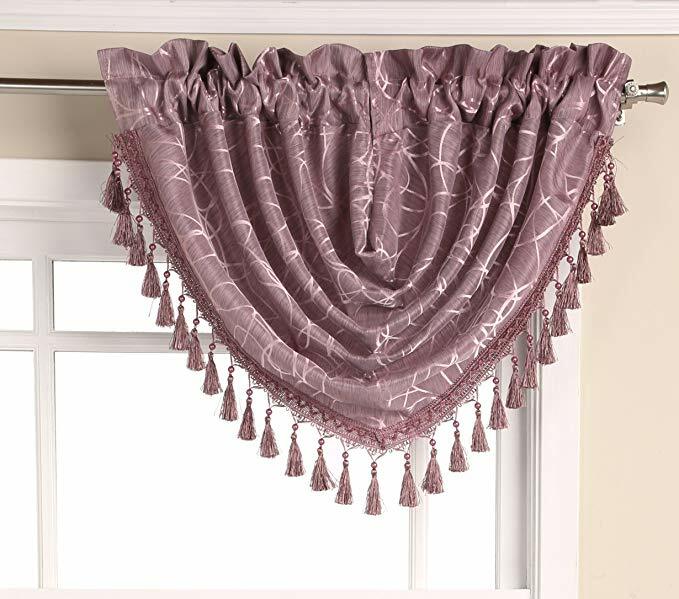 Stylemaster Home Products Miranda Faux Silk Grommet Valance with Metallic Print,