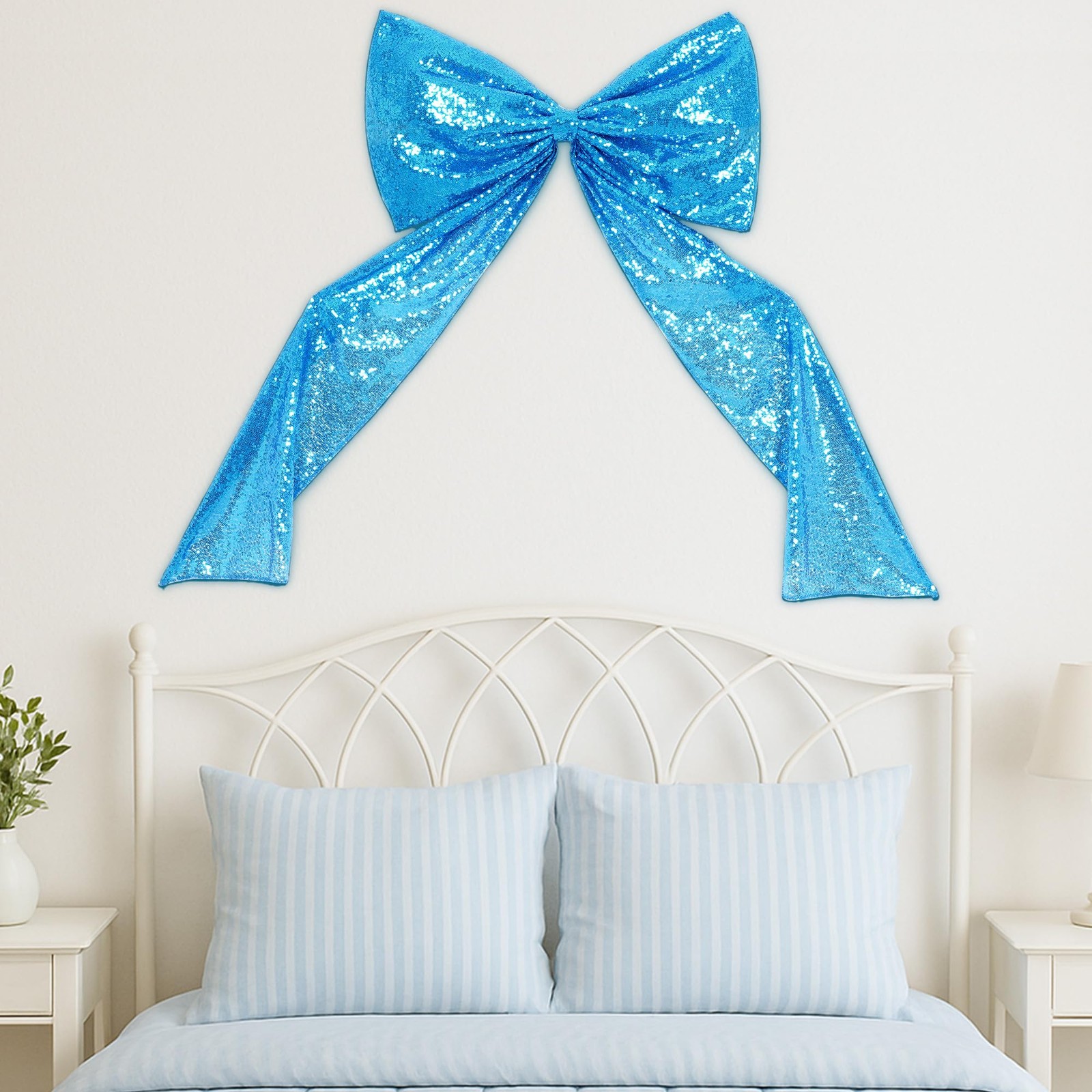 24 x 36 Inch Turquoise Sequin Giant Bow for Mermaid Party, Sparkling Large Te…